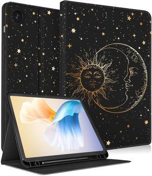LISEVO for Samsung Galaxy Tab A9 Plus Case 11 inch(SM-X210/X216/X218), Women Girls Cute Folio Cover with Pencil Holder, Auto Week/Sleep Design for Samsung A9+ Plus Tablet Cases, Sun Moon Star