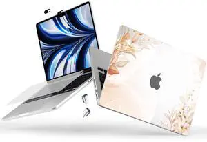 Loyrina Designed for M4/M3/M2 MacBook Pro 14 inch Case 2024 2023 2021 A2918 A2992 A3112 A2442, Ultra-Thin Hard Shell Case with Keyboard Cover & USB Adapter & Webcam Cover, Abstract Flowers