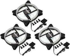 MECCANIXITY 3Pcs RGB Computer Case Fan 600-1200RPM 120mm 3-4 Pin Multicolor LED Silent Cooling 15 LED 12V for Desktop Computer Radiators W Rubber Pads 4 Screws