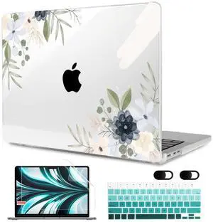 MEEgoodo Case for MacBook Air M4/M3/M2 13.6 inch 2025 2024 2022, Fit Model A3240 A3113 A2681, Compatible with MacBook Air 13 inch, Laptop Hard Shell Case with Keyboard Cover, Vintage Floral