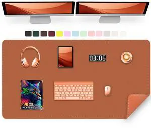 Large Desk Pad, 47.2" x 17" PU Leather Desk Mat for Desktop, Non-Slip Office Desk Mat for Desk, Desk Blotter Pad, Waterproof Computer Pad for Desk, Keyboard Mats for Home & Office (Russet Brown)