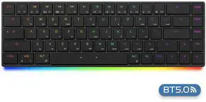 BAROCCOMiSTEL AIRONE BT Mechanical Keyboard, 65% Layout, Cherry MX ULP Switch, RGB Backlit, USB-C Cable, Windows/MacOS/iOS, Macro Support, Portable, Super Slim/Super Light, Black- Click (Tactile)