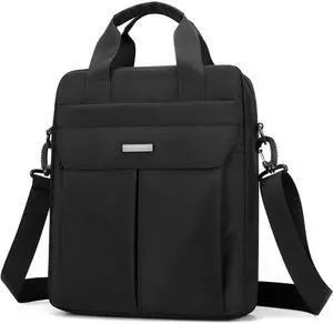 Laptop Bag 14 Inch Briefcase for Men Women Waterproof Nylon Lightweight Compact, Shoulder Messenger Handbag for Business Work Office Travel College Black