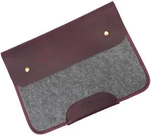 NGGU Premium Felt & Leather Laptop Sleeve - Durable 13-16 Inch Case for MacBook, Tablet & Laptop - Stylish & Protective - Big & Purple