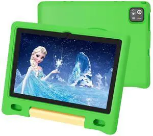 NRKDUBQ Kids Tablet, 10.1 inch IPS HD Touchscreen Android 14 64 GB Storage, 8GB (4+4 Virtual) RAM, Octa Core Tablet for Kid with Kid-Proof Case, Parental Controls, 12-hr Battery, WiFi, GPS - Green