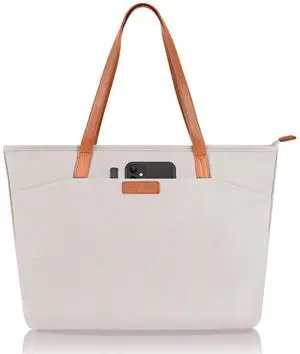 Prite Laptop Tote Bag for Women Shoulder Bag with 16" Computer Compartment for Work Travel(Beige)