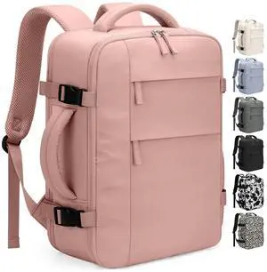 Pritent Travel Backpack for Women Man, Waterproof Travel Bag Airline Approved Laptop Backpack Carry on Weekender Overnight Bag Bookbag for Business,Travel, Work Fits 17.3 inch Laptop(Large,Pink)