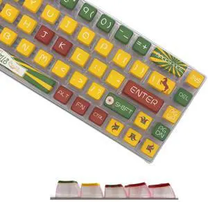 Rainbow Dye Sub PBT Keycaps,Pudding Keycaps Set, Custom Keycaps for Mechanical Gaming Keyboard,Shine Through Keycaps,Keycaps 60 Percent,Keycaps 75 Percent,Keycaps 100 Percent (Amusement Park)