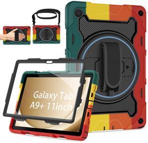 ROSROME Case for Galaxy Tab A9 Plus 5G/ A9+ (11 Inch) with HD Screen Protector & Shoulder Strap|15ft Drop Protection|360 Stand Hand Strap Case for Samsung Tablet A9Plus 2023 SM-X210/X216/X218 for Kids