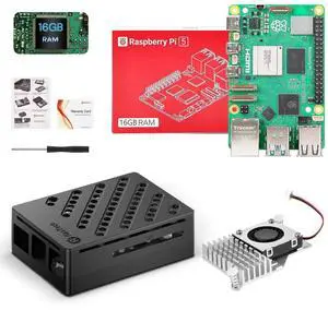 RasTech for Raspberry Pi 5 Kit 16GB RAM with Pi 5 Case,Active Cooler,Screwdrive and Raspberry Pi 5 16GB Board Included