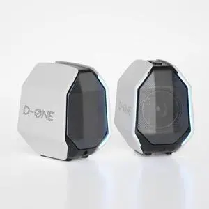 IBALL*BOX D-ONE 30W PC Gaming Computer Speakers for Laptop, Mac, Desktop Computer, Woofer Speakers, Bluetooth, USB, 3.5mm AUX Inputs, RGB Lights, Multimedia Speakers, White