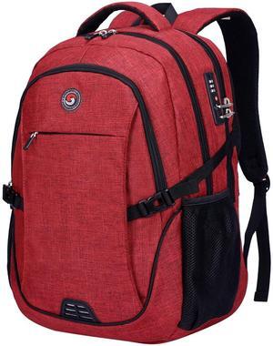 SHRRADOO Anti Theft Laptop Backpack Travel Backpacks with usb Charging Port for Women Men College Backpack Computer Bag Fits 17 Inch Laptop,Red