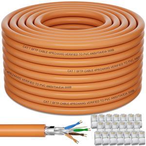 Cat 7 Outdoor Ethernet Cable 500ft(SFTP Triple Shielded Internet Cable | DIY Bulk Cable | x 20 RJ45) High-Speed 10Gbps 600MHz Network Cable, Waterproof/UV Resistant, Direct Burial, for Router/Gaming