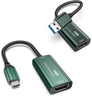 SROMGEE 4K USB C to HDMI Video Capture Card + 4K HDMI to USB 3.0 Capture Card Bundle, 1080P 60FPS Video Capture Device for Live Gaming Streaming, Recording, Teaching
