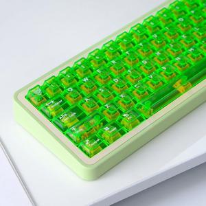 114 Keys Transparent Keycaps PC Cherry Profile Bright Green Clear Keycaps Set Fit for Cherry Mx Switches Mechanical Keyboard