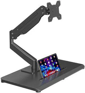 suptek Single Monitor Mount Gas Spring Arm Mount with Base,Free Standing Pneumatic Height Adjustable Monitor Desk Stand for 17 to 32 inch,Holds up to 22 lbs,Black(ML8C)