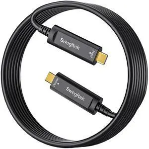 swegltek Fiber Optic USB C Cable(65ft),10Gbps Active Optical Type C Gen3.2 Cable,Compatible with Cameras,Displays,Projectors,Webcams,Printer