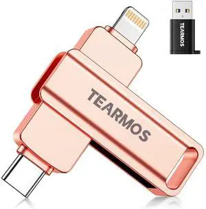 TEARMOS 512GB Flash Drive Intended for iPhone iPad, Memory Stick Storage for Photos and Videos Backup, Compatible with iPhone iPad Android PC, Plug and Play, No Application Required (Rose Gold)