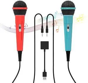 TEFELE 2-Piece 10FT Wired USB Device Microphone for Switch Gaming/PS5/PS4/XBOXONE/PC Gaming Microphone, 2 People Can Sing at The Same Time, High Sound Quality Capture, Anti-Tension Audio Cable