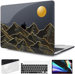 TWOLSKOO Compatible with MacBook Pro 13 inch Case 2023-2016 A2338 M2/M1 A2251 A2289 A2159 A1989 A1706, Plastic Hard Shell Cover & Keyboard Skin & Screen Protector - Golden Mountain