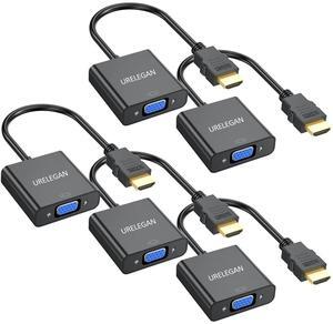 URELEGAN HDMI to VGA Adapter 5-Pack, Computer HDMI to VGA Monitor (Male to Female) Adapter 1080P@60Hz for Computer, Desktop, Laptop, PC, Monitor, Projector, HDTV, Roku, Xbox and More