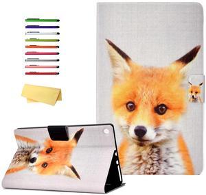 UUcovers Kindle Fire HD 10 Tablet 9th/7th/5th Generation 10.1 inch Case 2019/2017/2015, Smart Folio Stand PU Leather TPU Shockproof Wallet Cover with [Auto Wake/Sleep] Magnetic Card Slots, Yellow Fox