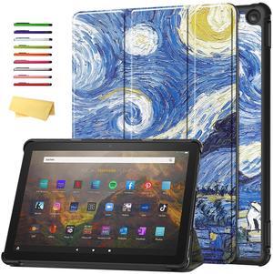 UUcovers Case for All-New Kindle Fire HD 10 Tablet (only 13th Generation,2023 Release) 10.1" Trifold Lightweight Stand Hard Shell Cover with Auto Wake/Sleep for Fire HD 10 2023,Starry Night Van Gogh