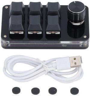 Walfront Macro Keyboard Programmable One Handed USB PC Keypad Mini Mechanical Gaming Keyboard 6 Keys 1 Knob Programming Macro Pad Game Keyboards for Laptop Computers
