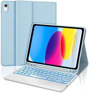 WINCHKING Trackpad Keyboard Case for iPad A16 2025 11th/10th 2022 Generation (11-inch/10.9),7-Color Backlit,Detachable Wireless Keyboard with Bulit-in Pencil Holder iPad Protective Cover(Blue)
