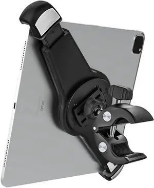 woleyi Spin Bike Large Tablet Mount, iPad Mic Stand Exercise Bike Handlebar Holder for Stationary Bicycle, Treadmill, Microphone Pole, for iPad Pro/Air, Galaxy Tabs, Surface Pro/Go, 9.5-14.5" Tablets