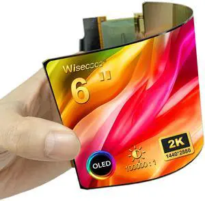wisecoco 6 inch 2K 1440 * 2880 Flexible OLED Screen Display Soft Curved Bendable Display Screen Module with HDMI Driver Board Controller Kit Only Support Windows Portrait Mode by Default
