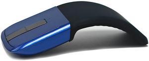 WUDEMWWFE Bluetooth Arc Touch Mouse Slim Mini Wireless Curved Computer Mouse Folding Optical Mice Portable Foldable Mouse for Laptop PC iPad MacBook Tablet Smart Phone - Black & Blue