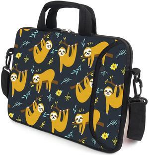 XMBFZ 15.6" Laptop Sleeve chromebook case Adjustable Shoulder Strap with Handle Accessory Pocket (Sloth)