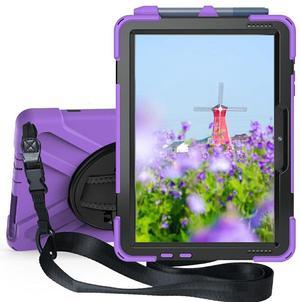 Sfulatdc Tablet Case with 360 Rotating Strap and Stand Heavy Duty Protective Full Body Cover Compatible with Microsoft Surface Go 4/3/2/1 Purple