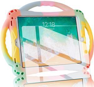 TopEsct Kids Case for iPad 6th/5th Generation, Silicon Shockproof Case for New iPad 2017/2018 9.7 inch with Tempered Glass Screen Protector and Strap, Cover for iPad Air & Air 2
