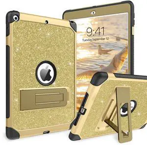 YINLAI for iPad 10.2 Inch Case, iPad 9th 8th 7th Generation Case with Kickstand Holder Women Kid Men Heavy Duty Shockproof Protective Tablet Cover for iPad 9th 8th 7th Gen 2021/2020/2019, Gold