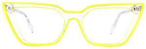 Zeelool Stylish Acetate Oversized Cat Eye Glasses for Women with Non-prescription Clear Lens Yosef WA609979-04 Yellow