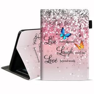 ZOXOHO Case for All-New Kindle Fire HD 10 and Fire HD 10 Plus Tablet (11th Generation, 2021 Release) - Slim Lightweight PU Leather Cover with Auto Sleep Wake, Pink Glitter Quote Live Laugh Love