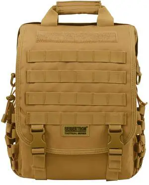 Seibertron Waterproof Molle Tactical 15.6"(inch) Laptop Sling Bag Backpack Khaki