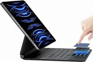 nimin Magnetic Floating Keyboard Case for iPad Pro 12.9 (6th Generation 2022), Slim Keyboard Cover with Multi-Touch, Soft White Backlight for iPad Pro 12.9 5th / 4th / 3rd Gen, Black