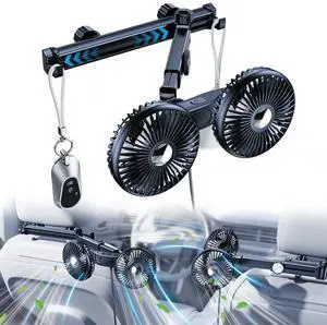 Dual Head Car Fan for Backseat,USB Powered Car Back Seat Fans for Kids Baby Dog [Extender Arm] 360° Rotatable 3 Speeds Rear Headrest Cooling Fans,Cooler Fan That Blow Cold Air for Vehicles Suv Truck