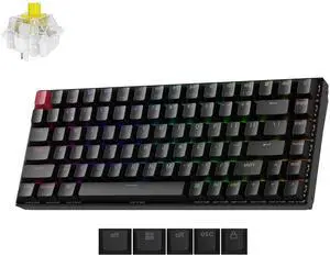 Keychron K2 75% Layout QMK Wireless and Wired Options Mechanical Keyboard Super Banana Switch, RGB Backlit with Shine-Through Double-Shot PBT Keycaps for Mac Windows-Version 3