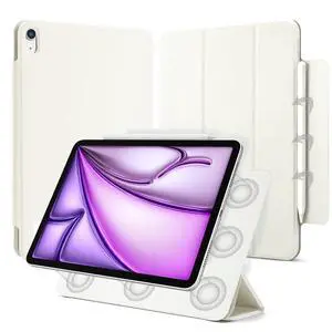 Dwopar for iPad Air 13 inch M3/M2 Case (2025/2024,Model NO.A2898/A2899/A2900), Auto Sleep/Wake and Magnetic Closure, Slim Trifold Stand Case, PU Leather Cover, Support Apple Pencil Pro, White