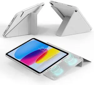ZOPSGYU Case for iPad (A16) 11th Generation 11 Inch, for iPad 10th Generation 10.9 Inch - Magnetic Detachable Y-Shaped Cover, Clear 360 Rotating Backshell & Multi-Angle Stand, Auto Wake/Sleep, Gray