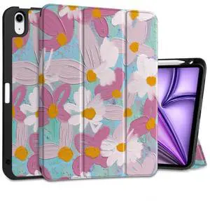 MEEgoodo Case for M3/M2 iPad Air 11 inch 2025/2024,Case for iPad Air 5th Generation/iPad Air 4th Generation 10.9 inch 2022 2020, Tablet Cover with Soft TPU Back Shell, Art Botanical Floral