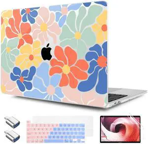 TWOLSKOO Compatible with MacBook Pro 13 inch Case 2023-2016 A2338 M2/M1 A2251 A2289 A2159 A1989 A1706, Plastic Hard Shell Cover & Keyboard Skin & Screen Protector, Chamomile Blue