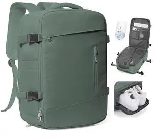 Travel Vacuum Backpack Air Vacpack Seal Packing Backpack with Pump Storage Vacuum Compression Seal Bags Carrry on Flight Approved Personal Item Compression Laptop Work Back Pack Dark Green