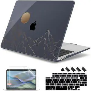 May Chen Compatible with MacBook Air 13 inch Case 2022 2021, 2020-2018 Release Model: M1 A2337 A2179 A1932, Plastic Hard Shell Case Cover for Mabook Air 13 inch with Retina Dispaly, Gradient Mountain