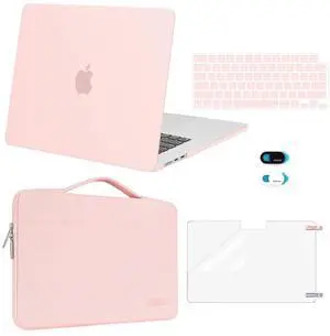 MOSISO Compatible with MacBook Air 15 inch Case 2025 2024 2023 Release M4 A3241 M3 A3114 M2 A2941, Plastic Hard Shell&Carrying Sleeve Bag&Keyboard Cover&Webcam Cover&Screen Protector, Chalk Pink
