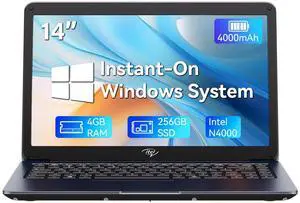 LETSUNG Itel 14 inch Laptop Computer - Celeron N4000 (Dual-Core), UHD Graphics 600, 4GB RAM 256GB SSD, 14" Micro-Edge HD Display, Ultra Slim, 4000 mAh Long Battery Life, 2.4G/5G WiFi, HDMI